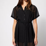 Chiffon Shirt Dress Black