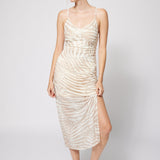 Mesh Dress Sand Palm Print