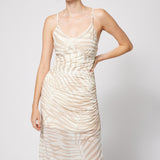 Mesh Dress Sand Palm Print