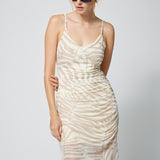 Mesh Dress Sand Palm Print