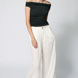 Linen Blend Trouser White