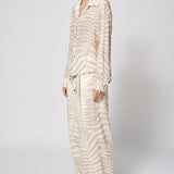 Drawstring Pant Sand Palm Print