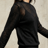 Knit Linen Crew Neck Black