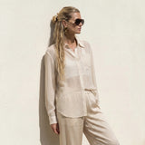 Chiffon Stripe Button Down
