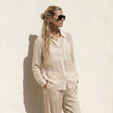 Chiffon Stripe Button Down