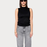 Mock-neck Tank Black