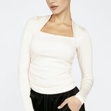 Bamboo Square Neck Long Sleeve Beige