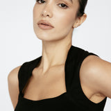 Bamboo Square Neck Tank Black Pre Order