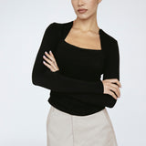 Bamboo Square Neck Long Sleeve Black