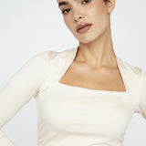 Bamboo Square Neck Long Sleeve Beige