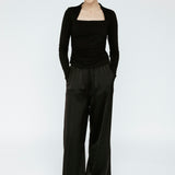 Bamboo Square Neck Long Sleeve Black