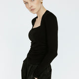 Bamboo Square Neck Long Sleeve Black