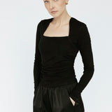Bamboo Square Neck Long Sleeve Black
