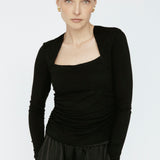 Bamboo Square Neck Long Sleeve Black