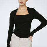Bamboo Square Neck Long Sleeve Black