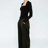 Bamboo Square Neck Long Sleeve Black