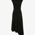 Black one-shoulder dress on a white background