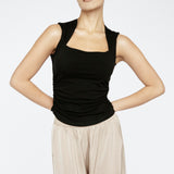 Bamboo Square Neck Tank Black Pre Order