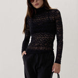 Lace Turtleneck Black