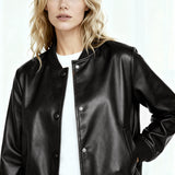 Impossibly soft Vegan Leather Bomber Black