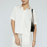 Butter satin Tee Blouse Ivory