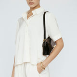 Butter satin Tee Blouse Ivory