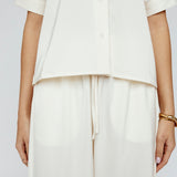 Butter satin Tee Blouse Ivory
