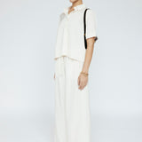 Butter satin Tee Blouse Ivory