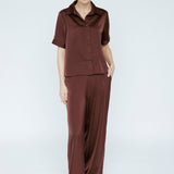 Butter satin Tee Blouse Mahogany