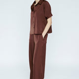 Butter satin Tee Blouse Mahogany