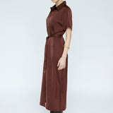 Butter Satin Shirt Dress Mahogany