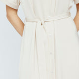 Butter Satin Shirt Dress Pearl