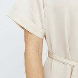 Butter Satin Shirt Dress Pearl