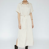Butter Satin Shirt Dress Pearl