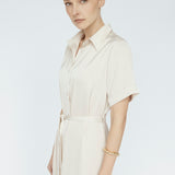 Butter Satin Shirt Dress Pearl