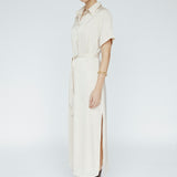 Butter Satin Shirt Dress Pearl