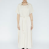 Butter Satin Shirt Dress Pearl
