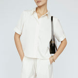 Butter satin Tee Blouse Ivory