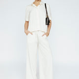Butter satin Tee Blouse Ivory