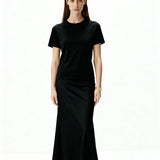 Butter Satin Bias Cut Skirt Black