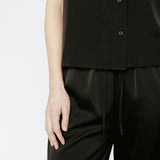 Butter satin Tee Blouse Black