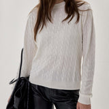 Cashmere Braided Crew Ivory