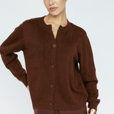 Cashmere Blend Button Sweater Mahogany