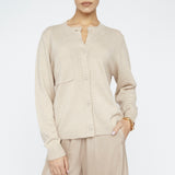 Cashmere Blend Button Sweater Taupe