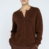 Cashmere Blend Button Sweater Mahogany