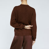 Cashmere Blend Button Sweater Mahogany