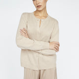 Cashmere Blend Button Sweater Taupe