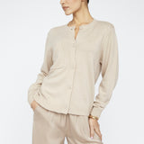 Cashmere Blend Button Sweater Taupe