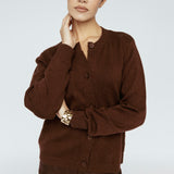 Cashmere Blend Button Sweater Mahogany