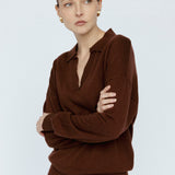 Cashmere Blend Polo Mahogany